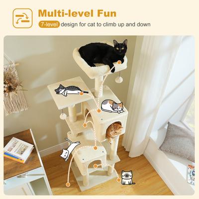 Show full view: PAWZ Road 62-in Polyester Cat Tree & Condo, Beige slide 3 of 10