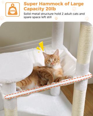 Show full view: PAWZ Road 56.3-in Large Hammock Polyester Cat Tree & Condo, Large, White slide 3 of 11