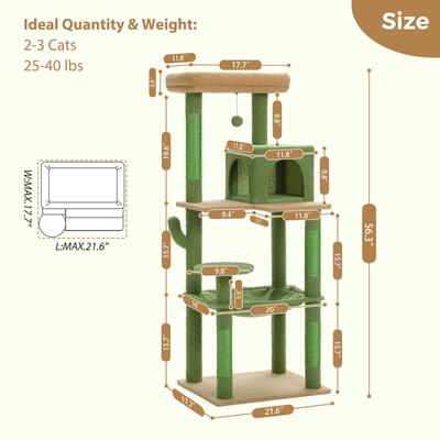 Show full view: PAWZ Road 56.3-in Large Hammock Polyester Cat Tree & Condo, Large, Green slide 5 of 13