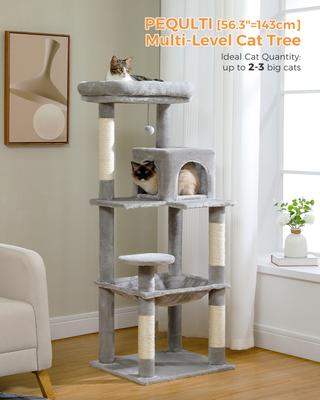 Show full view: PAWZ Road 56.3-in Large Hammock Polyester Cat Tree & Condo, Large, Gray slide 6 of 12
