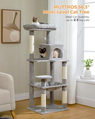 Show full view: PAWZ Road 56.3-in Large Hammock Polyester Cat Tree & Condo, Large, Gray slide 5 of 12