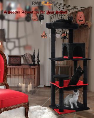 Show full view: PAWZ Road 56.3-in Large Hammock Polyester Cat Tree & Condo, Large, Black slide 2 of 11