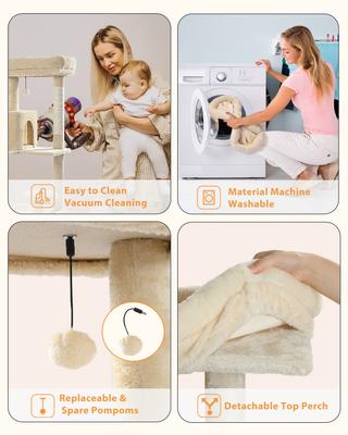 Show full view: PAWZ Road 56.3-in Large Hammock Polyester Cat Tree & Condo, Large, Beige slide 6 of 12