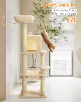 Show full view: PAWZ Road 56.3-in Large Hammock Polyester Cat Tree & Condo, Large, Beige slide 3 of 12