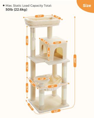Show full view: PAWZ Road 56.3-in Large Hammock Polyester Cat Tree & Condo, Large, Beige slide 4 of 12
