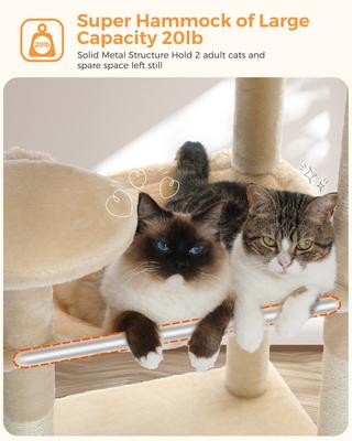 Show full view: PAWZ Road 56.3-in Large Hammock Polyester Cat Tree & Condo, Large, Beige slide 5 of 12