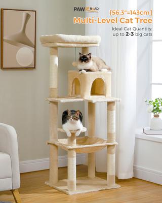 Show full view: PAWZ Road 56.3-in Large Hammock Polyester Cat Tree & Condo, Large, Beige slide 2 of 12