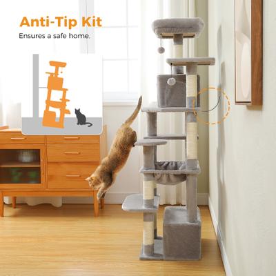 Show full view: PAWZ Road 64-in Large Hammock Fleece Cat Tree & Condo, Medium, Gray slide 8 of 9