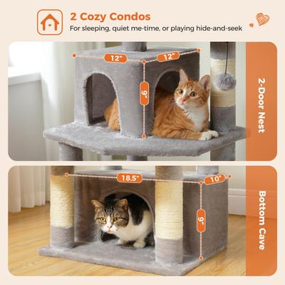 Show full view: PAWZ Road 64-in Large Hammock Fleece Cat Tree & Condo, Medium, Gray slide 6 of 9