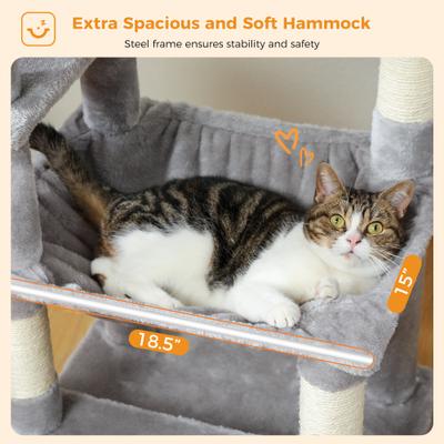 Show full view: PAWZ Road 64-in Large Hammock Fleece Cat Tree & Condo, Medium, Gray slide 4 of 9