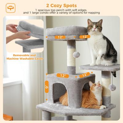 Show full view: PAWZ Road 64-in Large Hammock Fleece Cat Tree & Condo, Medium, Gray slide 5 of 9