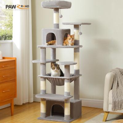 Show full view: PAWZ Road 64-in Large Hammock Fleece Cat Tree & Condo, Medium, Gray slide 2 of 9