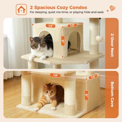 Show full view: PAWZ Road 64-in Large Hammock Fleece Cat Tree & Condo, Medium, Beige slide 5 of 9
