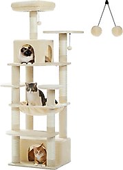 PAWZ Road 64-in Large Hammock Fleece Cat Tree & Condo, Medium, Beige