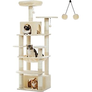 PAWZ Road 64-in Large Hammock Fleece Cat Tree & Condo, Medium, Beige
