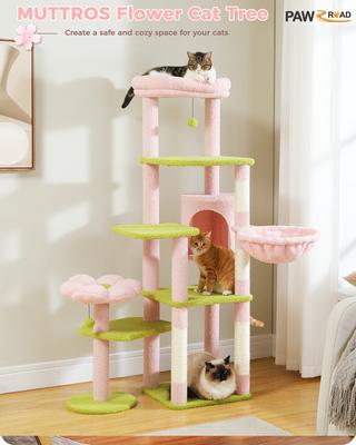 Show full view: PAWZ Road 59-in Multi-Level Large Hammock Polyester Cat Tree & Condo, Pink slide 8 of 11