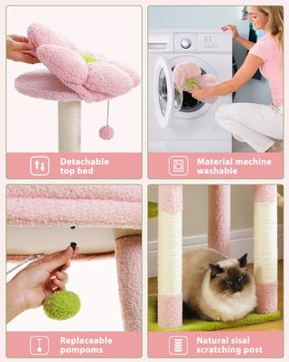 Show full view: PAWZ Road 59-in Multi-Level Large Hammock Polyester Cat Tree & Condo, Pink slide 6 of 11