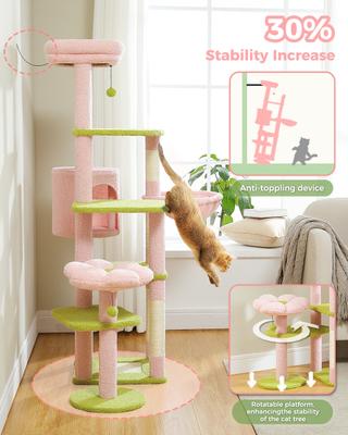 Show full view: PAWZ Road 59-in Multi-Level Large Hammock Polyester Cat Tree & Condo, Pink slide 7 of 11