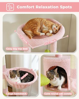 Show full view: PAWZ Road 59-in Multi-Level Large Hammock Polyester Cat Tree & Condo, Pink slide 5 of 11