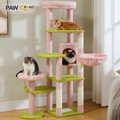 Show full view: PAWZ Road 59-in Multi-Level Large Hammock Polyester Cat Tree & Condo, Pink slide 2 of 11