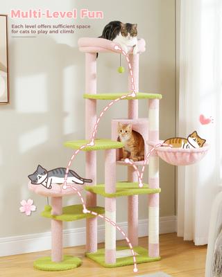Show full view: PAWZ Road 59-in Multi-Level Large Hammock Polyester Cat Tree & Condo, Pink slide 4 of 11