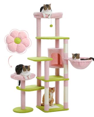 Show full view: PAWZ Road 59-in Multi-Level Large Hammock Polyester Cat Tree & Condo, Pink slide 1 of 11