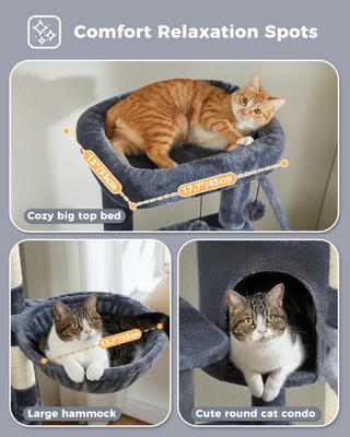 Show full view: PAWZ Road 59-in Multi-Level Large Hammock Polyester Cat Tree & Condo, Dark Gray slide 5 of 11