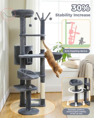 Show full view: PAWZ Road 59-in Multi-Level Large Hammock Polyester Cat Tree & Condo, Dark Gray slide 8 of 11