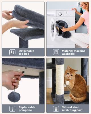 Show full view: PAWZ Road 59-in Multi-Level Large Hammock Polyester Cat Tree & Condo, Dark Gray slide 6 of 11