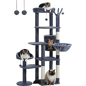 PAWZ Road 59-in Multi-Level Large Hammock Polyester Cat Tree & Condo, Dark Gray