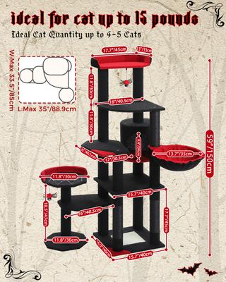 Show full view: PAWZ Road 59-in Multi-Level Large Hammock Polyester Cat Tree & Condo, Black slide 4 of 11