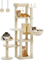 PAWZ Road 59-in Multi-Level Large Hammock Polyester Cat Tree & Condo, Beige