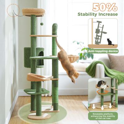 Show full view: PAWZ Road 59-in Cactus Multi-Level Large Hammock Polyester Cat Tree & Condo, Brown slide 7 of 10