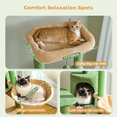 Show full view: PAWZ Road 59-in Cactus Multi-Level Large Hammock Polyester Cat Tree & Condo, Brown slide 4 of 10