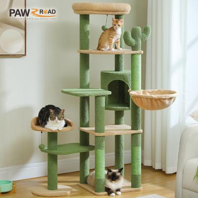 Show full view: PAWZ Road 59-in Cactus Multi-Level Large Hammock Polyester Cat Tree & Condo, Brown slide 8 of 10