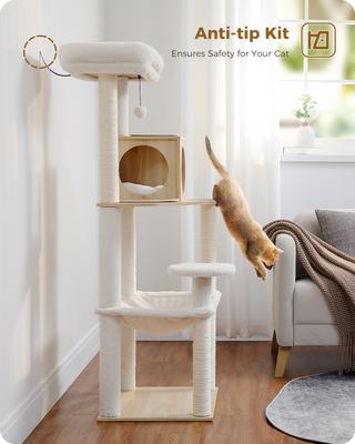 Show full view: PAWZ Road 56.3-in Large Hammock Wooden Polyester Cat Tree & Condo, Wood Beige, Large slide 8 of 10