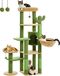 PAWZ Road 59-in Cactus Multi-Level Large Hammock Polyester Cat Tree & Condo, Brown