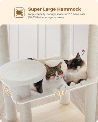 Show full view: PAWZ Road 56.3-in Large Hammock Wooden Polyester Cat Tree & Condo, Wood Beige, Large slide 4 of 10