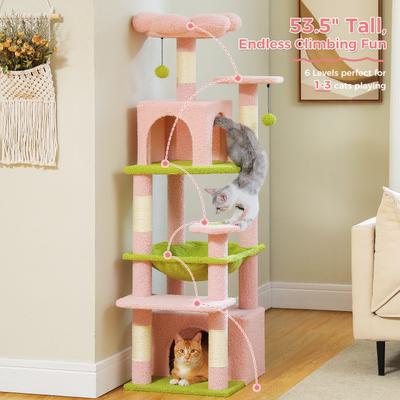 Show full view: PAWZ Road 54-in Large Hammock Fleece Cat Tree & Condo, Small, Pink slide 3 of 11