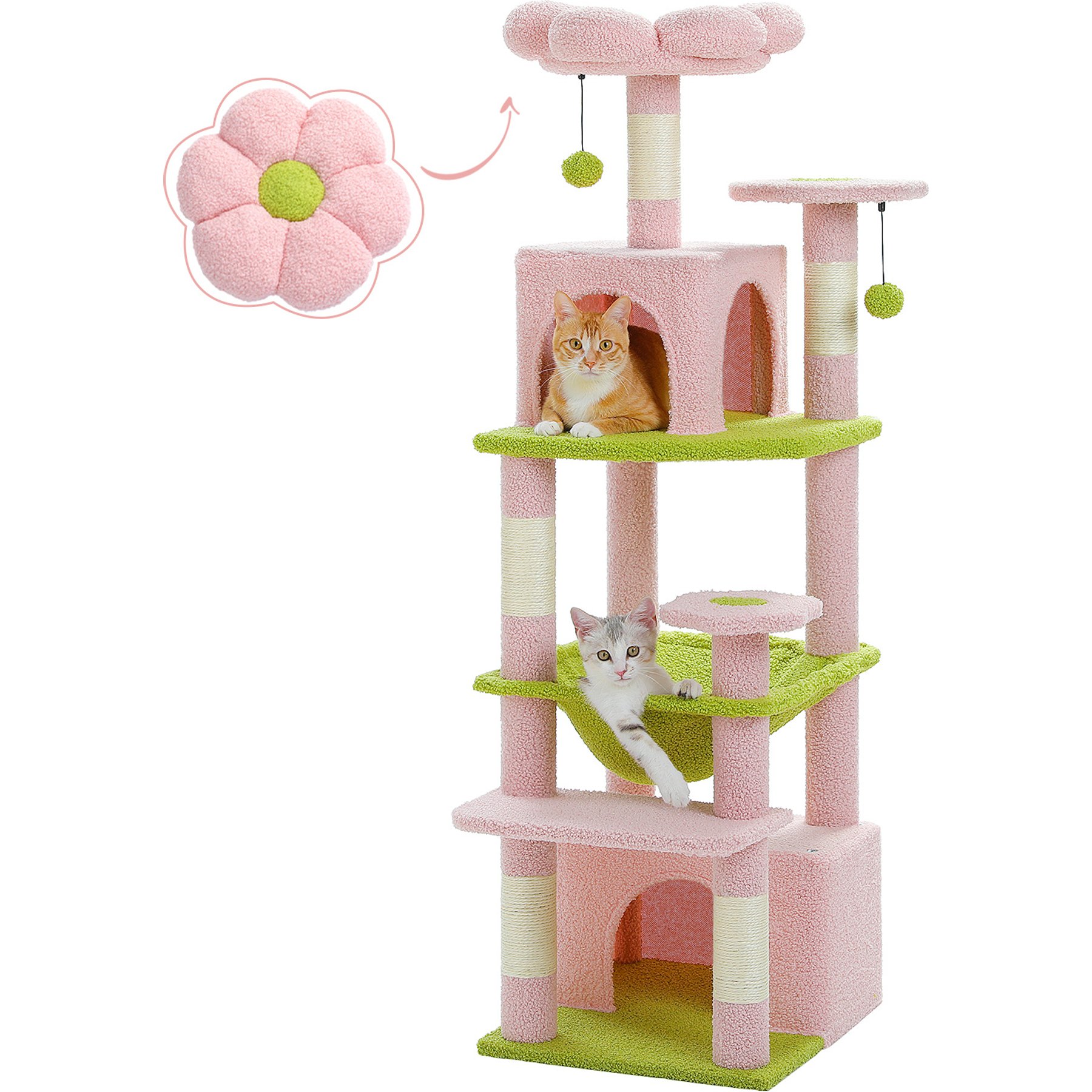 PAWZ ROAD 54-in Large Hammock Fleece Cat Tree & Condo, Small