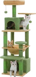 PAWZ Road 54-in Large Hammock Fleece Cat Tree & Condo, Small, Green