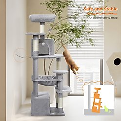 PAWZ Road 54-in Large Hammock Fleece Cat Tree & Condo, Small, Gray slide 2 of 8