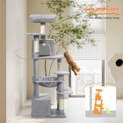 Show full view: PAWZ Road 54-in Large Hammock Fleece Cat Tree & Condo, Small, Gray slide 8 of 11