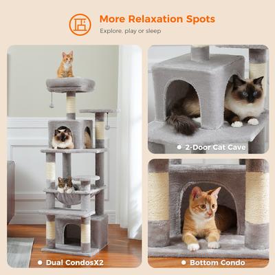 Show full view: PAWZ Road 54-in Large Hammock Fleece Cat Tree & Condo, Small, Gray slide 7 of 11