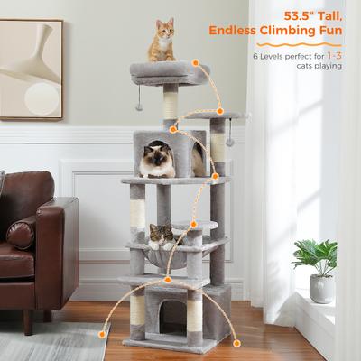 Show full view: PAWZ Road 54-in Large Hammock Fleece Cat Tree & Condo, Small, Gray slide 5 of 11