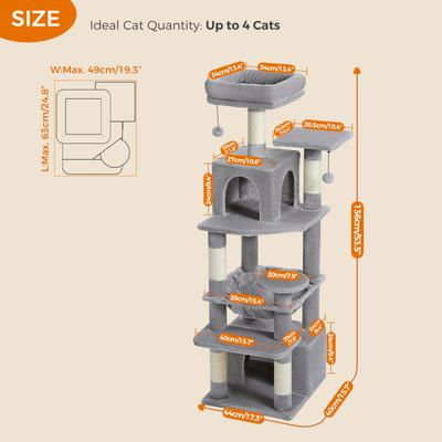 Show full view: PAWZ Road 54-in Large Hammock Fleece Cat Tree & Condo, Small, Gray slide 3 of 11