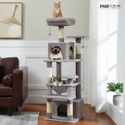 Show full view: PAWZ Road 54-in Large Hammock Fleece Cat Tree & Condo, Small, Gray slide 2 of 11