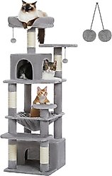 PAWZ Road 54-in Large Hammock Fleece Cat Tree & Condo, Small, Gray