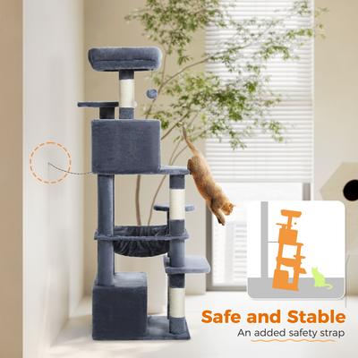 Show full view: PAWZ Road 54-in Large Hammock Fleece Cat Tree & Condo, Small, Dark Gray slide 9 of 12