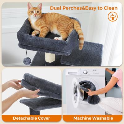 Show full view: PAWZ Road 54-in Large Hammock Fleece Cat Tree & Condo, Small, Dark Gray slide 8 of 12